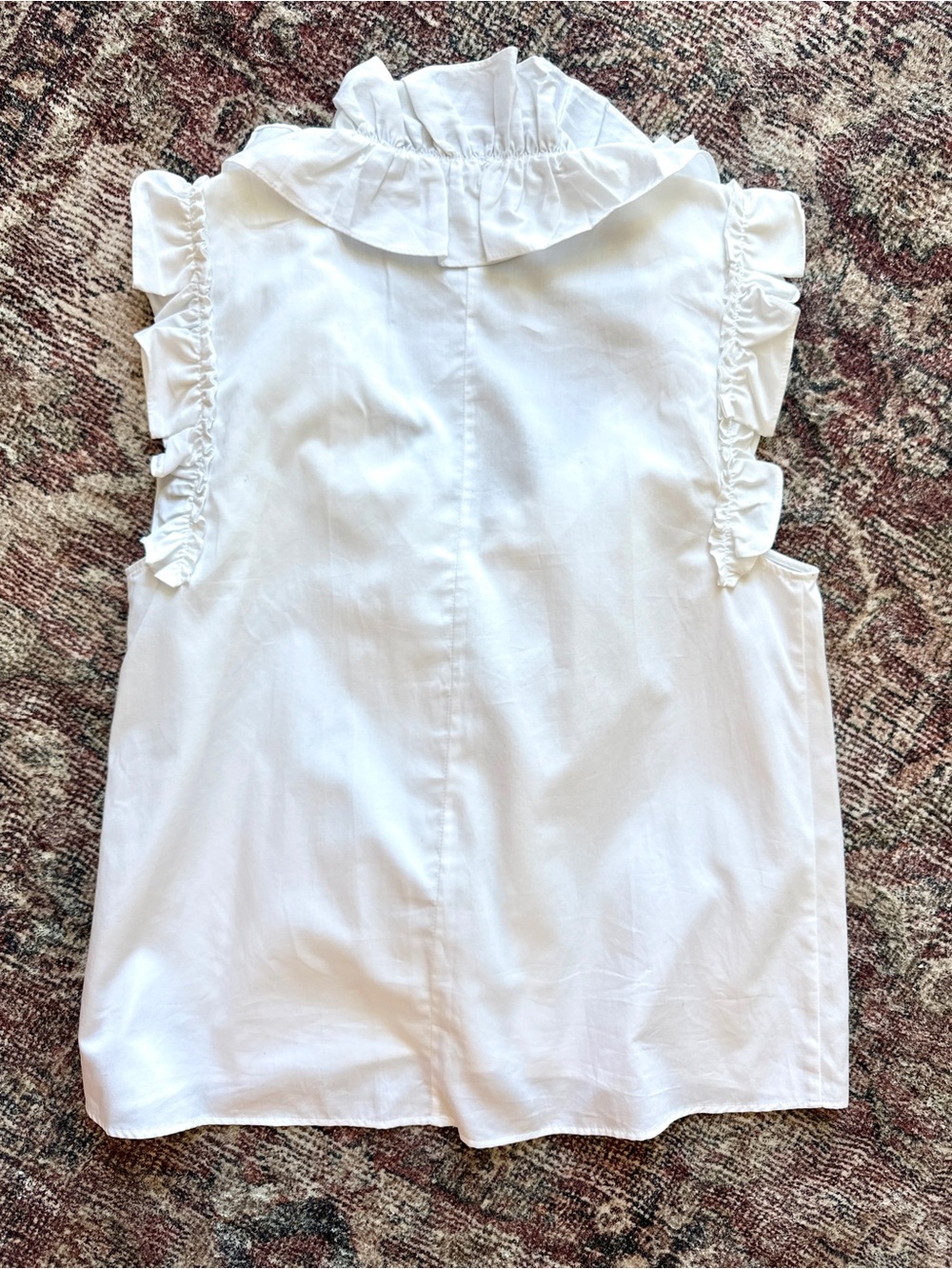 NWOT Zara White Ruffle Sleeveless Top Size Medium Feminine Flirty Office Summer - Picture 5 of 5